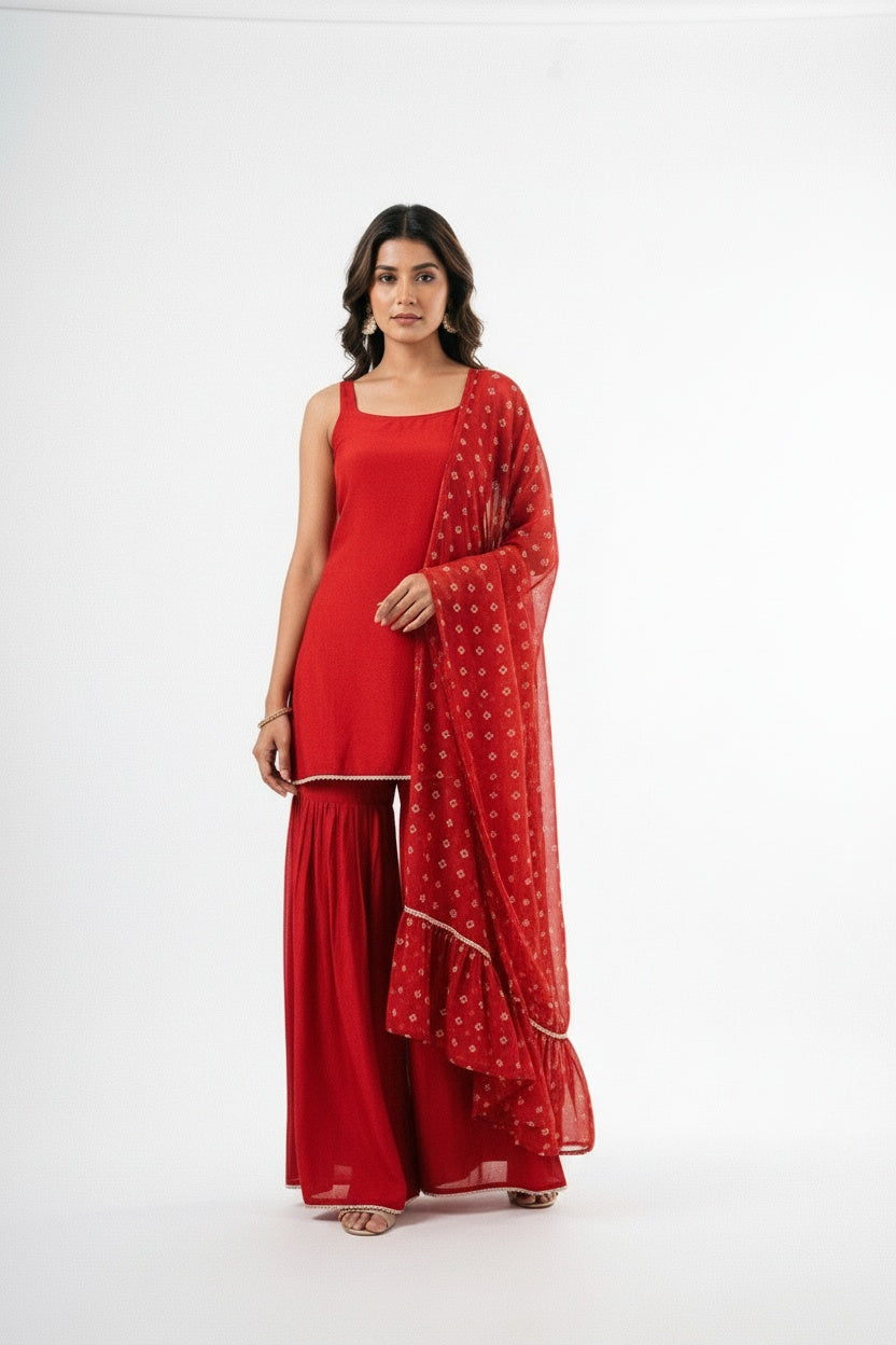 ARZO Scarlet Bloom Sharara Suit