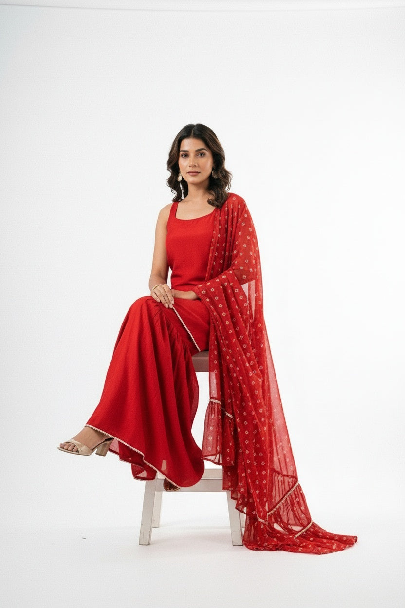 ARZO Scarlet Bloom Sharara Suit