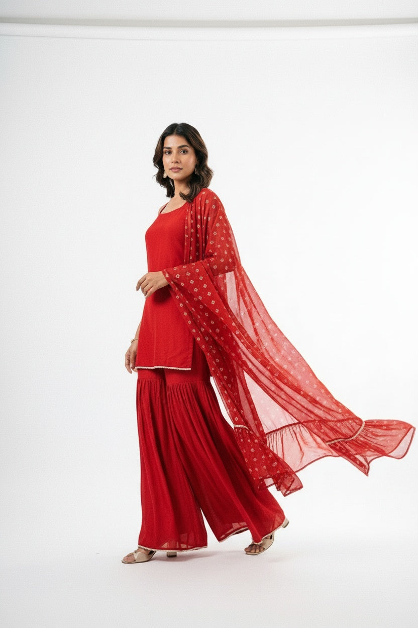 ARZO Scarlet Bloom Sharara Suit