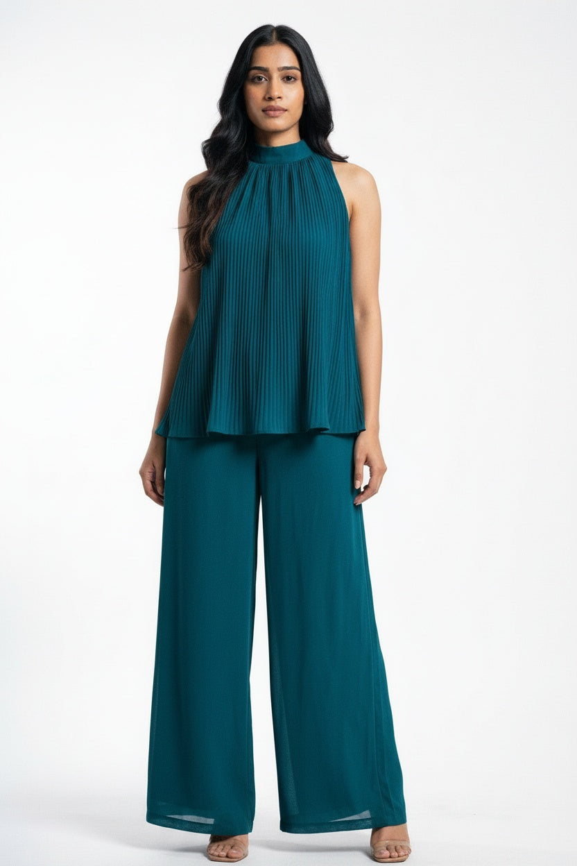ARZO Emerald Flow Pleated Co-ord Set