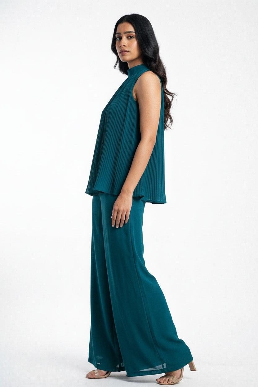 ARZO Emerald Flow Pleated Co-ord Set
