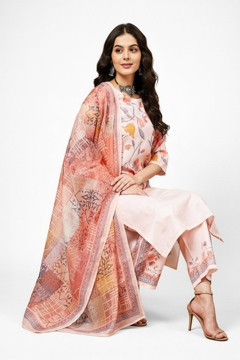 ARZO Ivory Petal Floral Suit Set