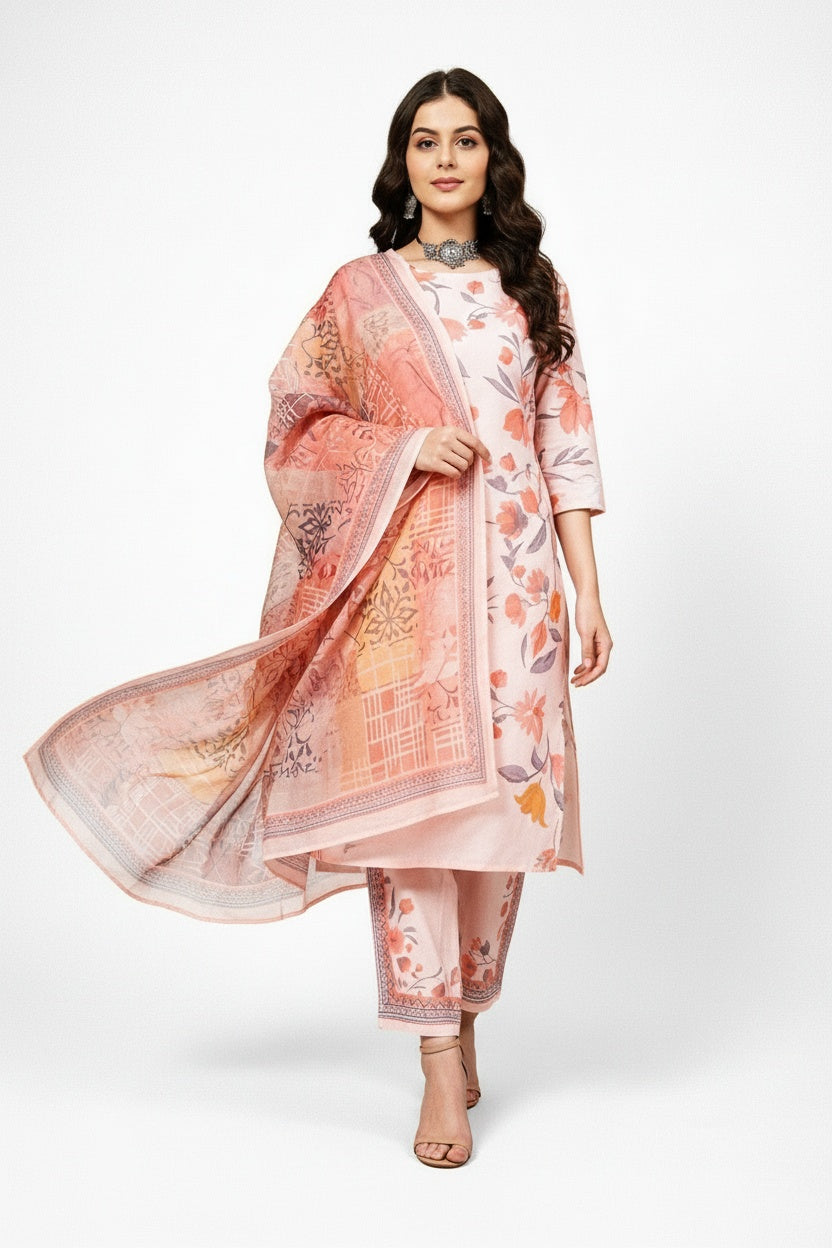 ARZO Ivory Petal Floral Suit Set