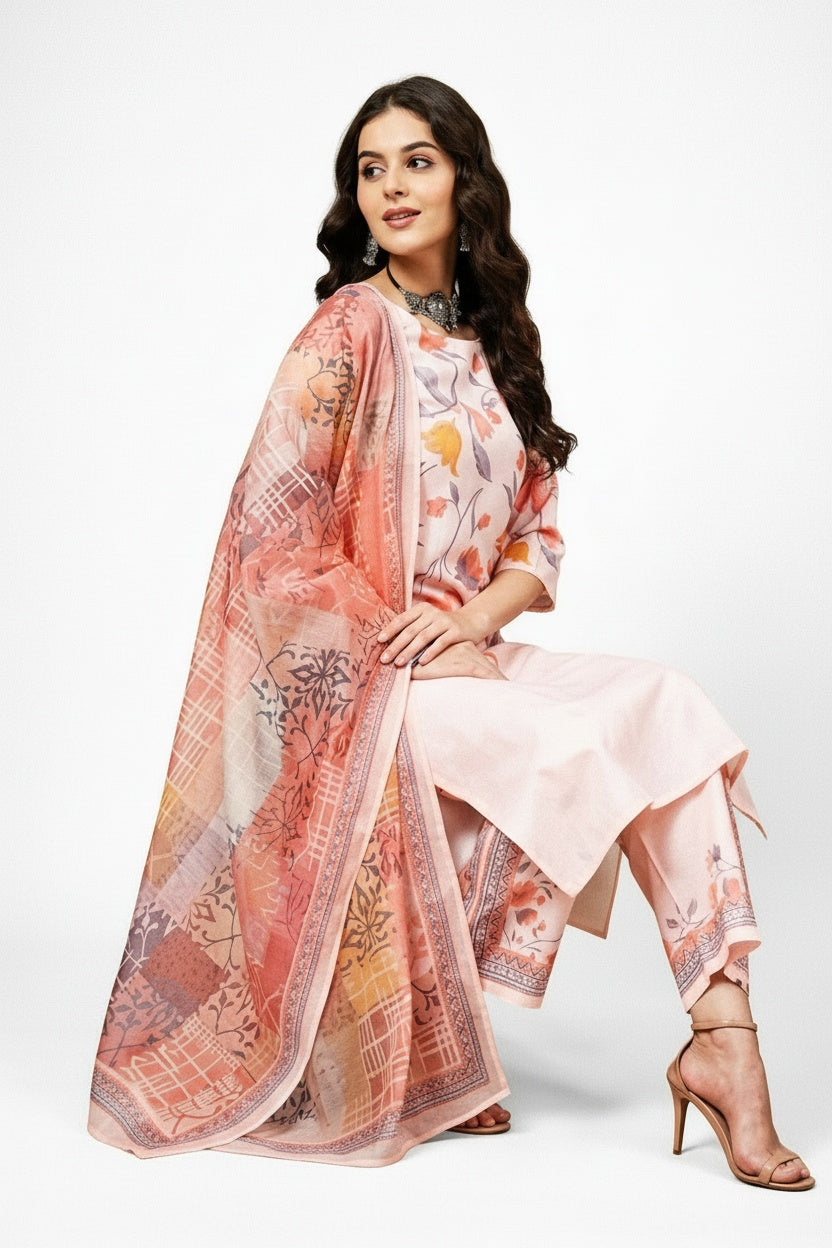 ARZO Ivory Petal Floral Suit Set