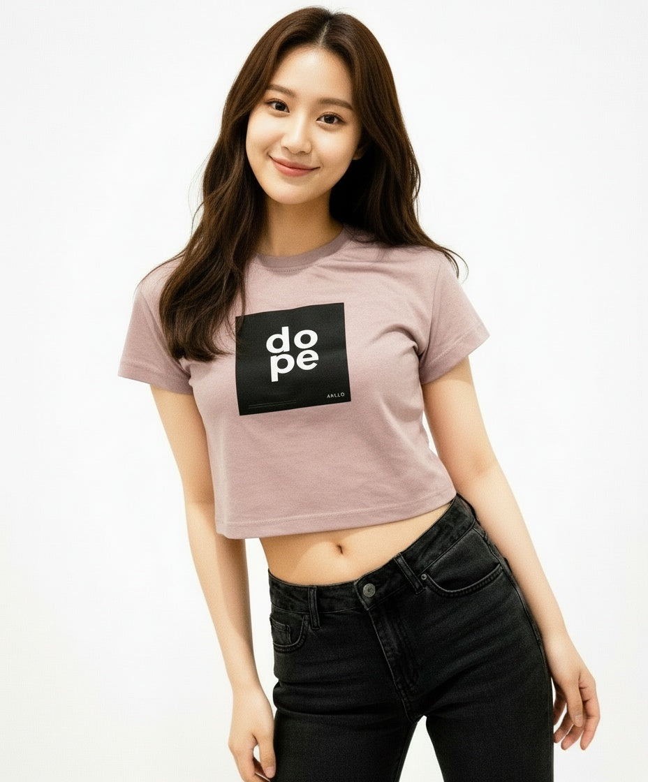ARZO “DOPE” Graphic Crop Tee – Mauve