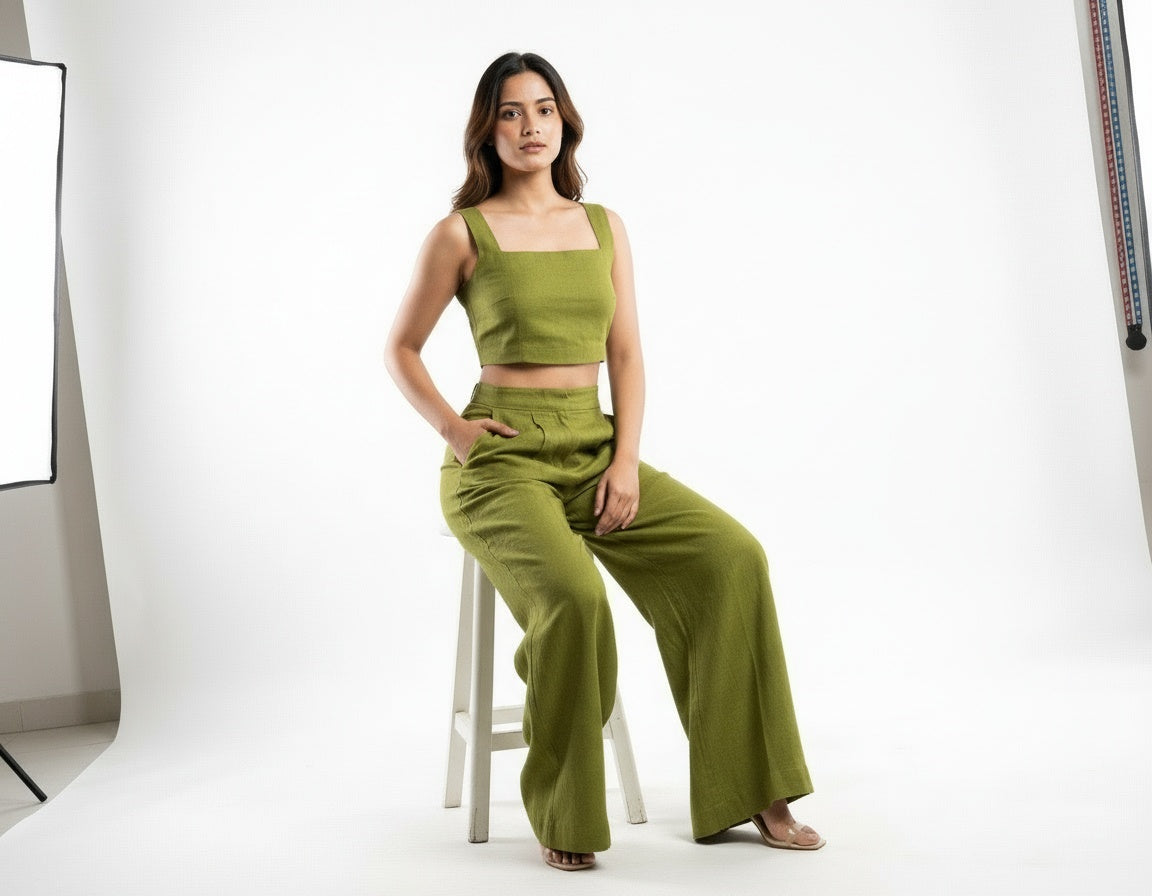 ARZO Olive Ease Linen Co-Ord Set