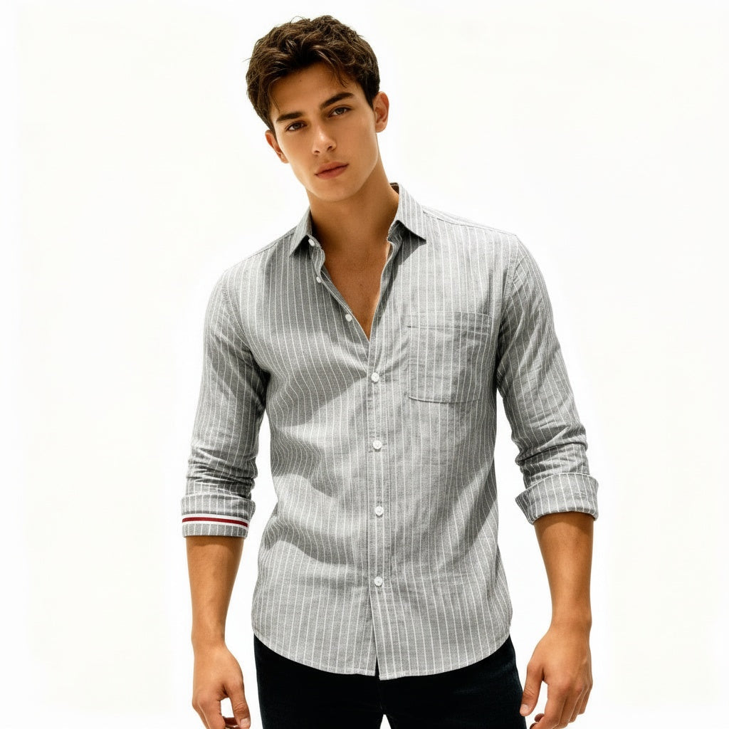 ARZO Grey Pinstripe Classic Shirt