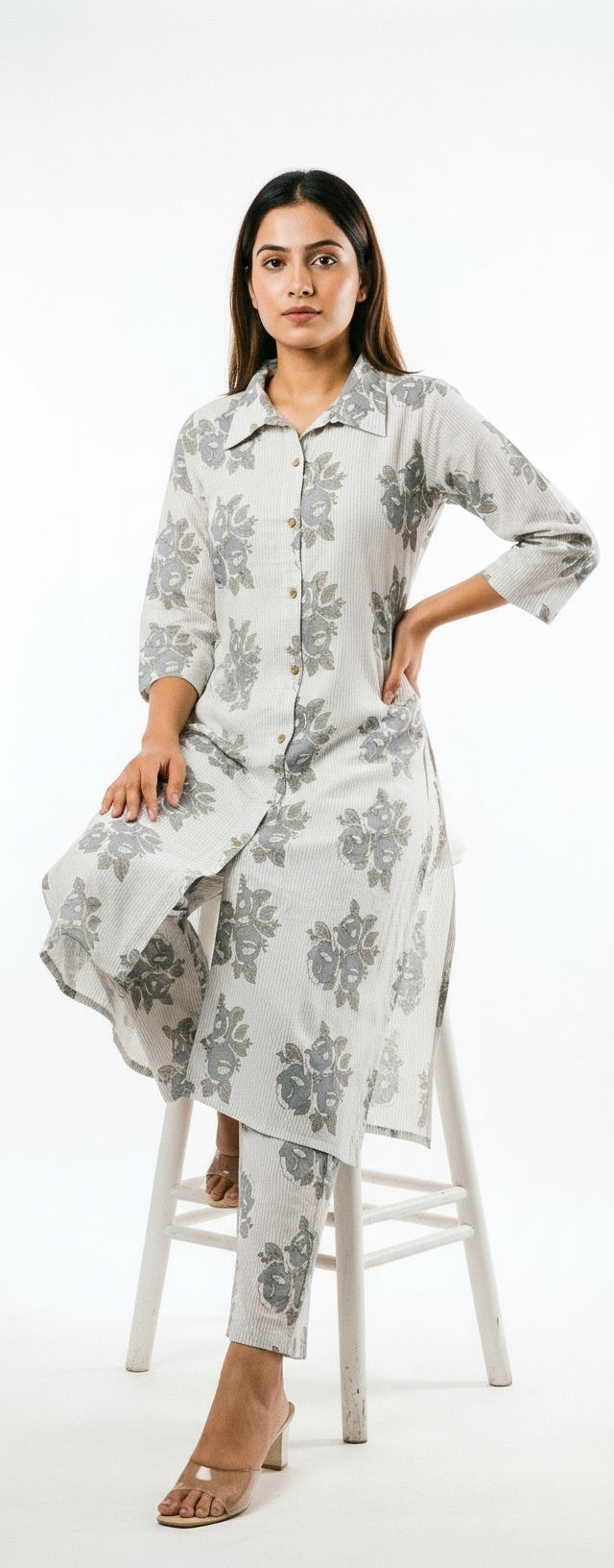 ARZO Grey Floral Co-Ord Set