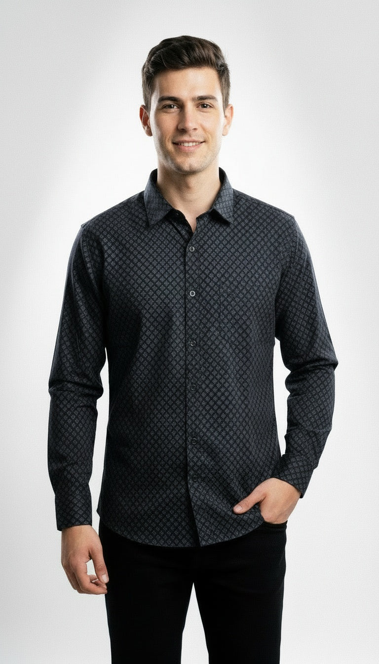 ARZO Obsidian Micro-Pattern Shirt