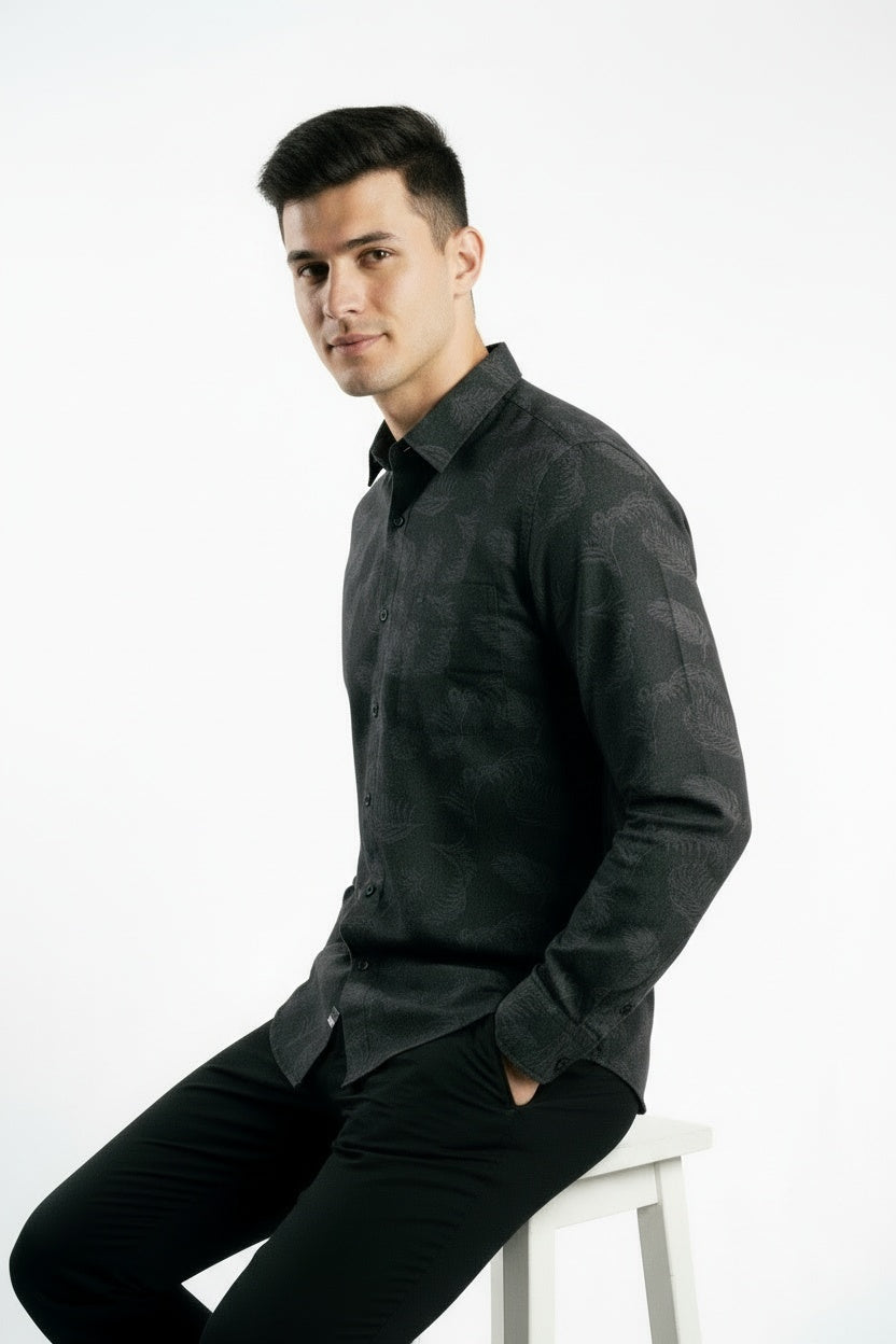 ARZO Noir Signature Print Shirt
