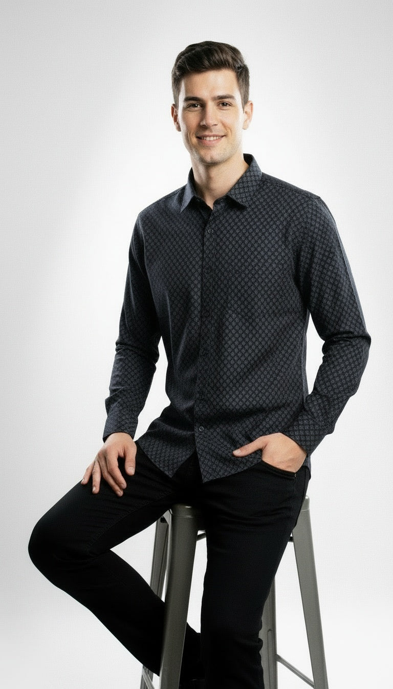 ARZO Obsidian Micro-Pattern Shirt