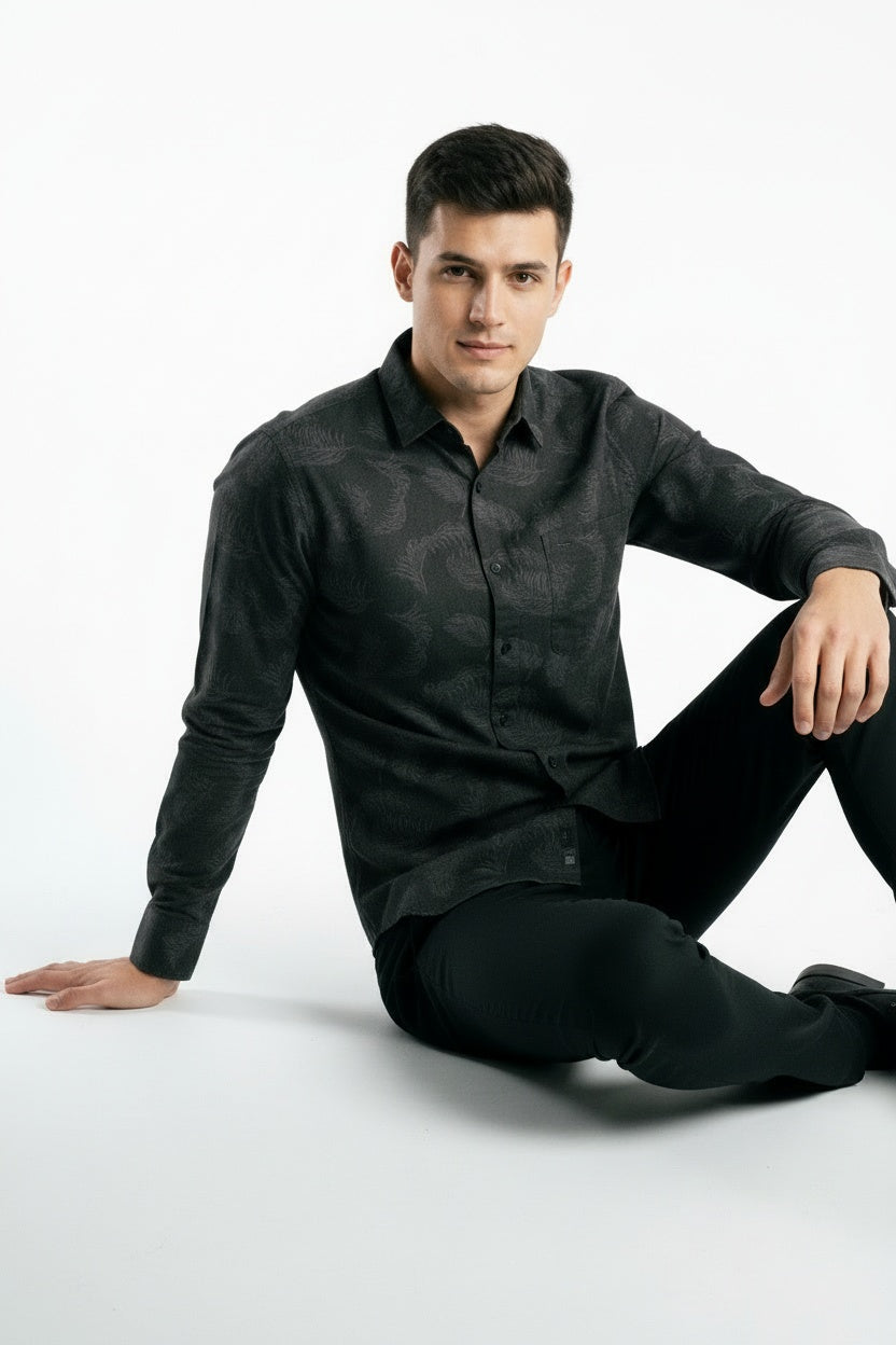 ARZO Noir Signature Print Shirt