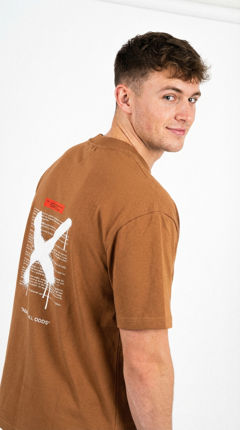 ARZO “Signature X” Minimal Tee – Sand Brown