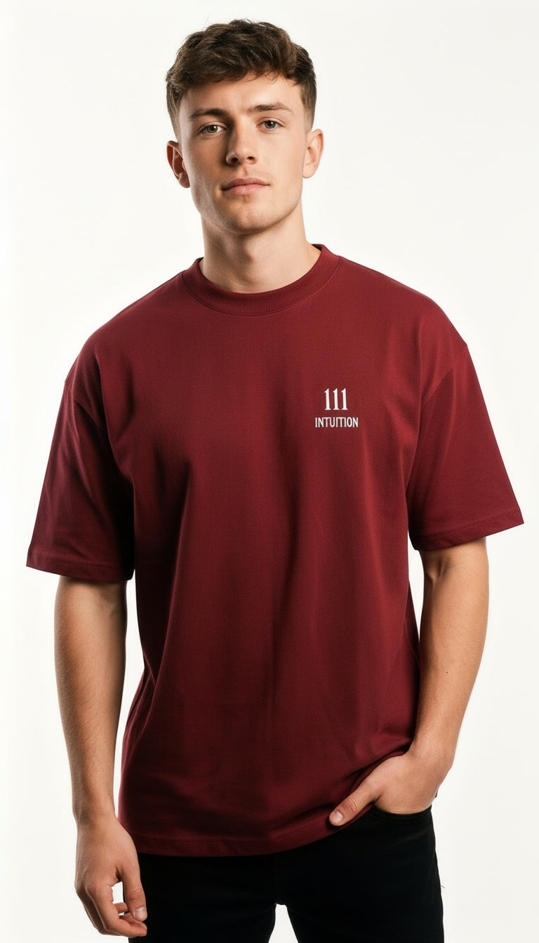 ARZO “Angel 111” Manifest Oversize Tee – Crimson Red