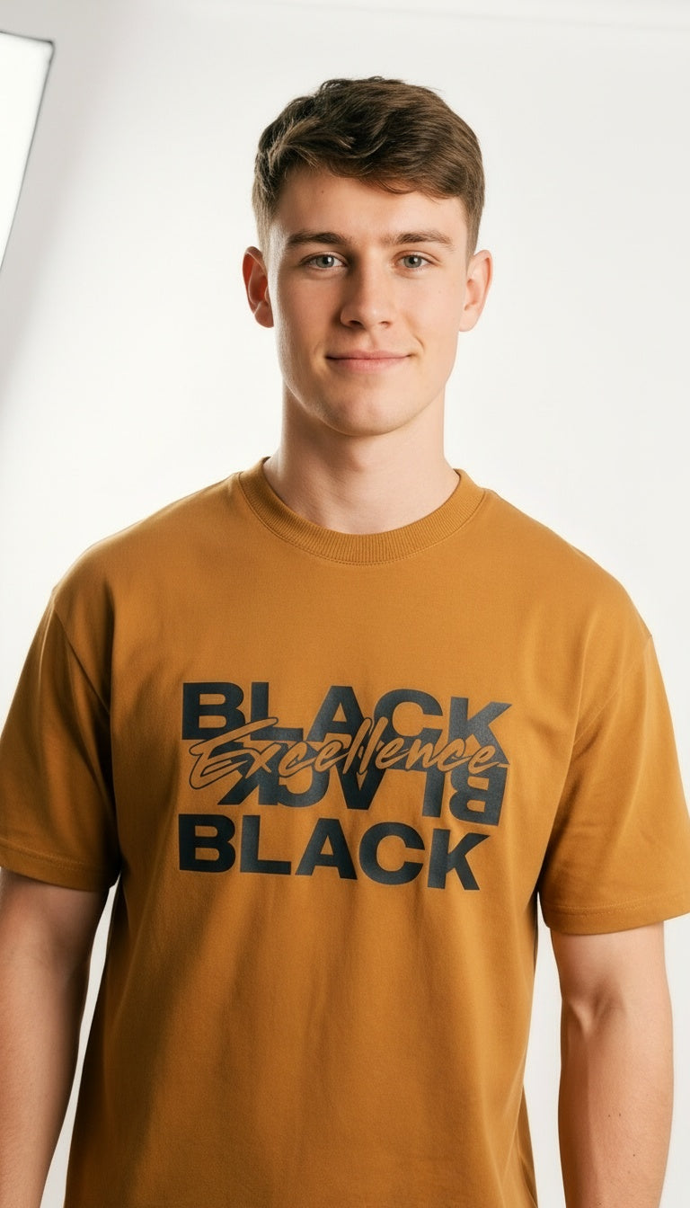 ARZO “Black Excellence”Power Oversize Tee – Earth Brown
