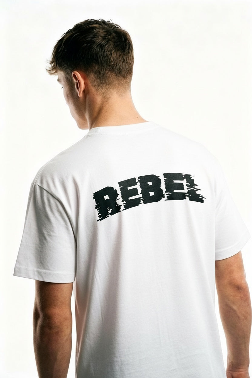 ARZO “Rebel Statement” Back Print Oversize Tee – White