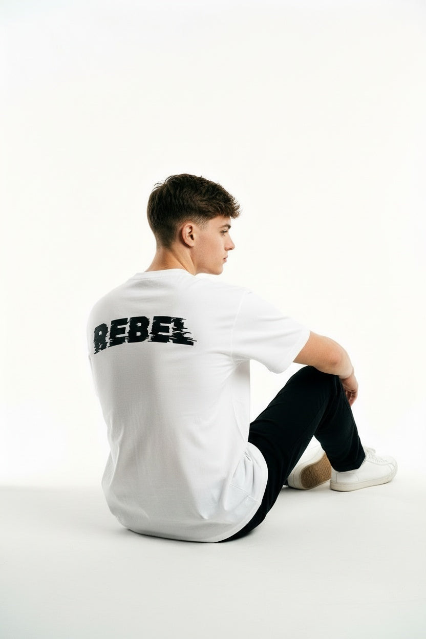 ARZO “Rebel Statement” Back Print Oversize Tee – White