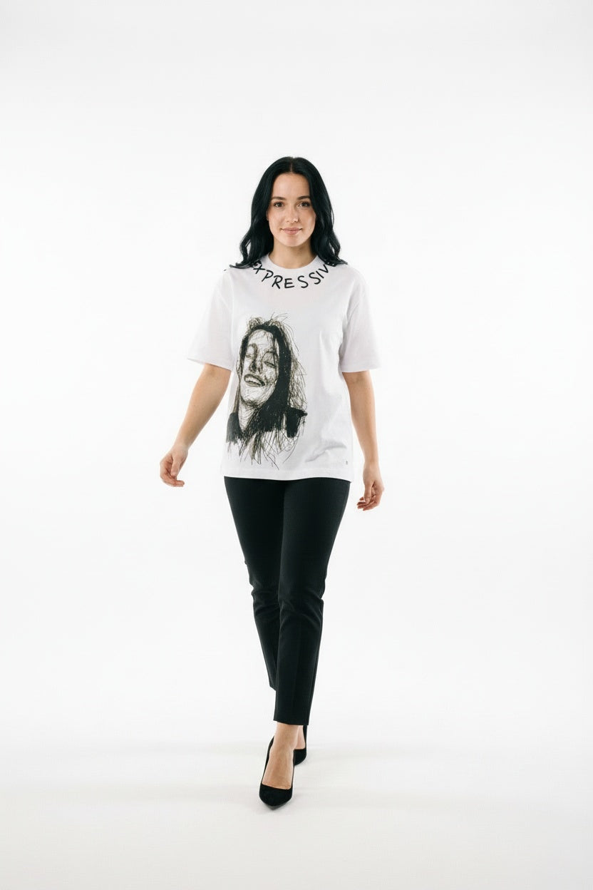 ARZO “Expressive Soul” Art Tee – Classic White