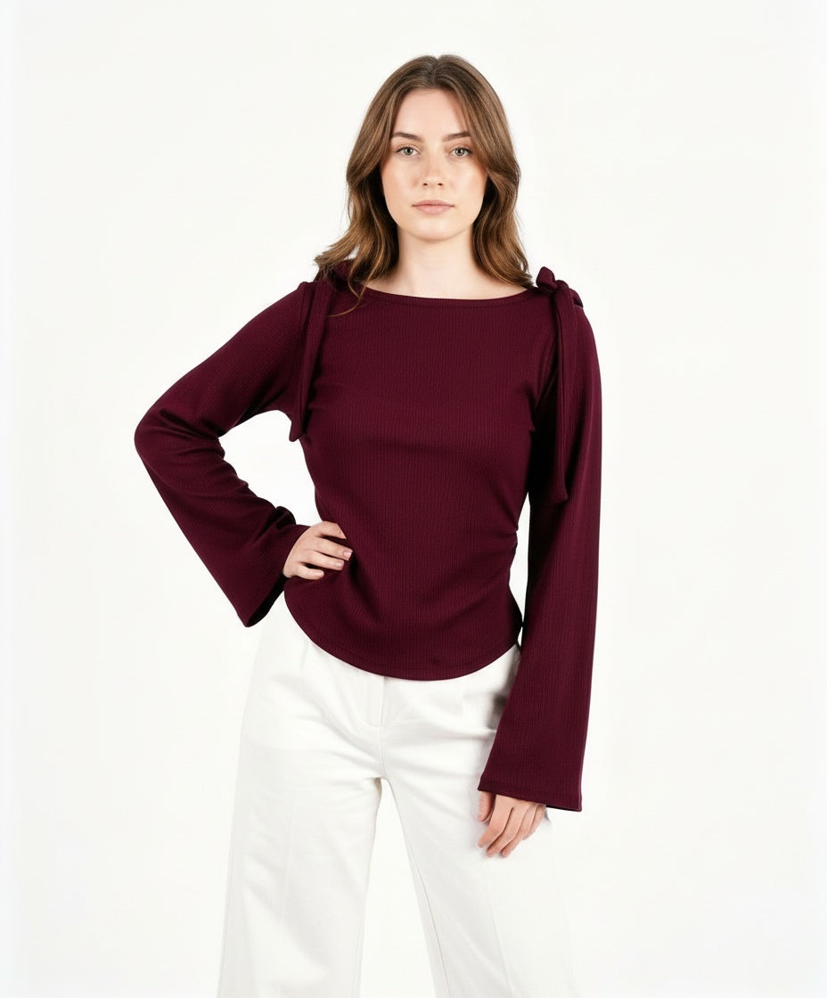 ARZO Bordeaux Charm Knit Top