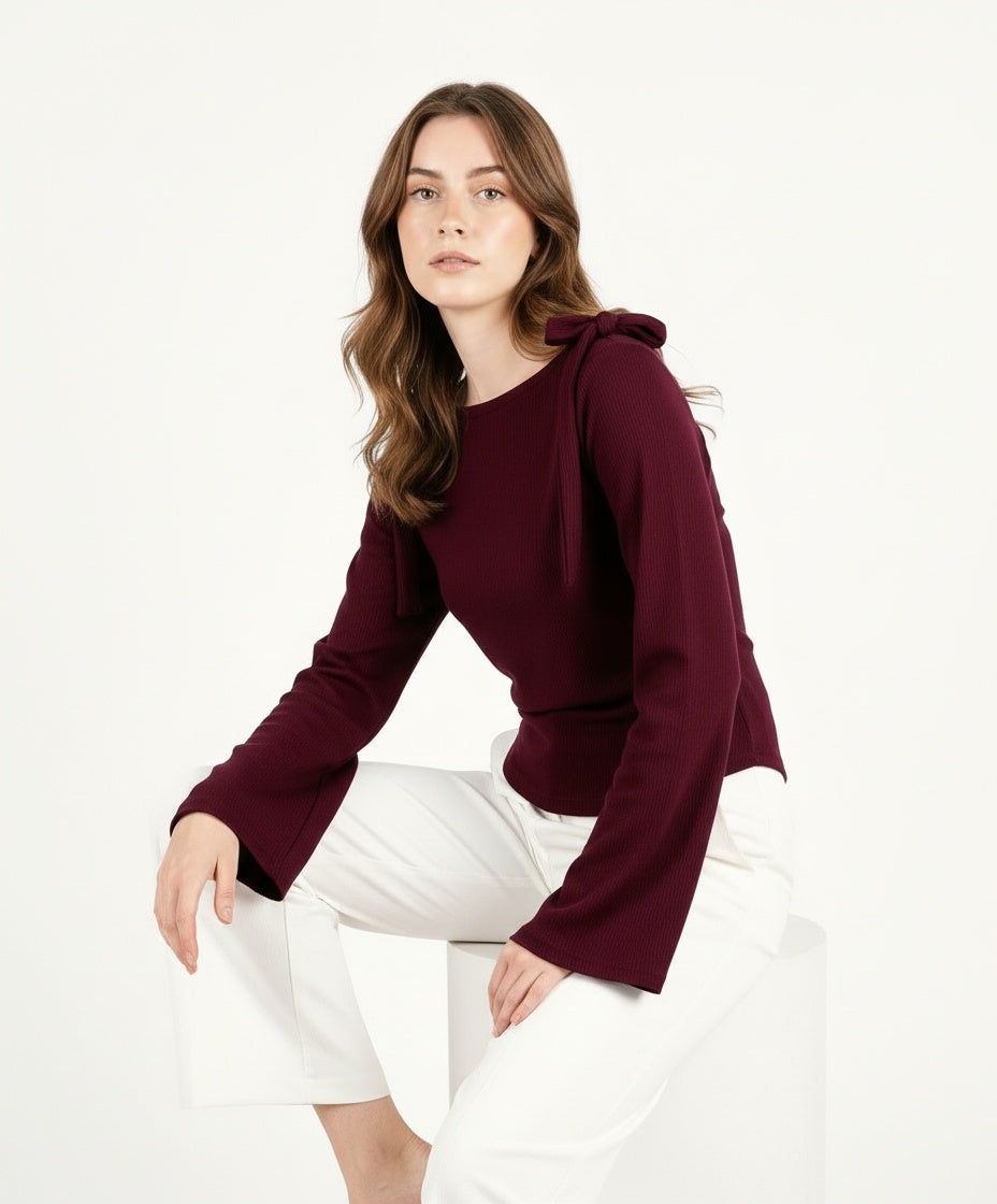 ARZO Bordeaux Charm Knit Top