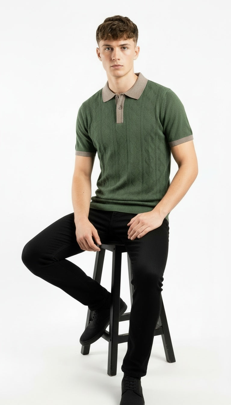 ARZO Classic Edge Polo – Olive Green