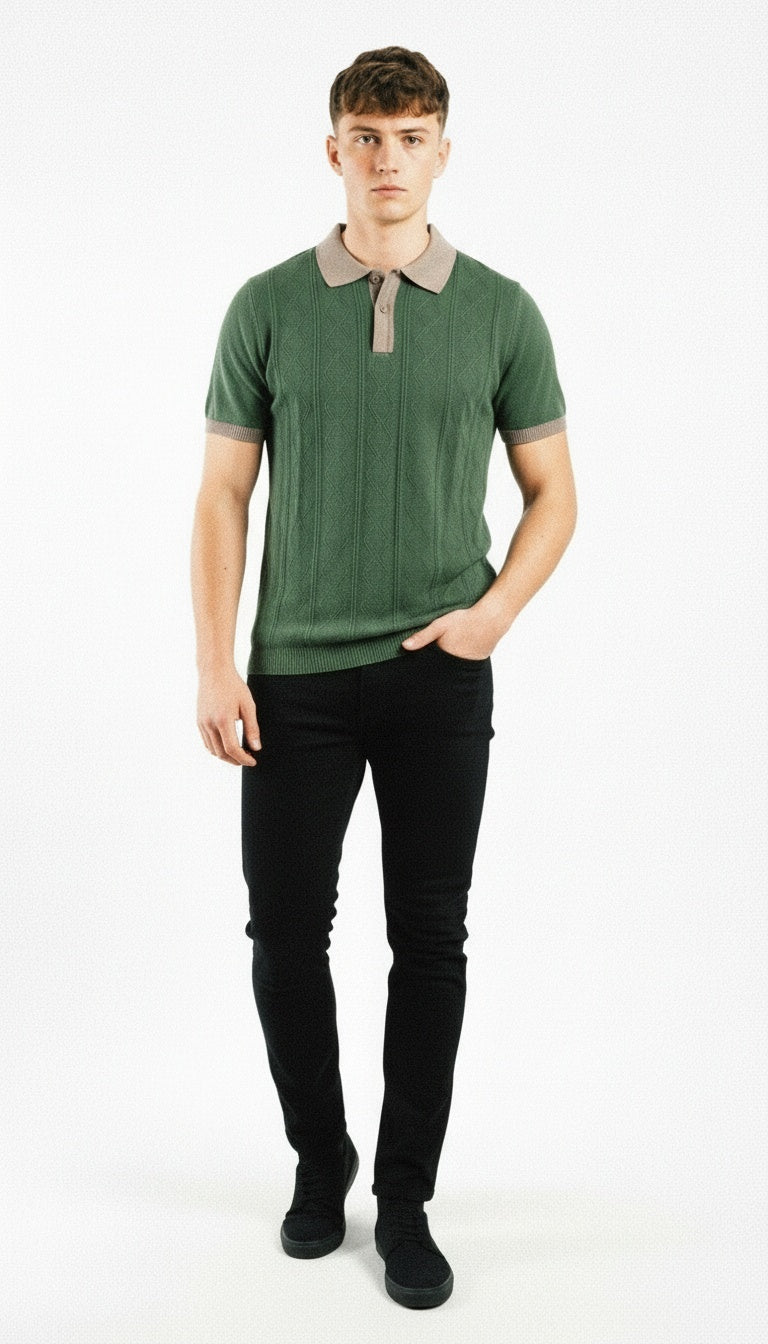 ARZO Classic Edge Polo – Olive Green