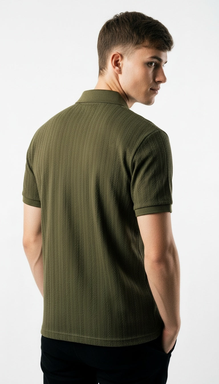 ARZO Olive Riviera Zip Polo