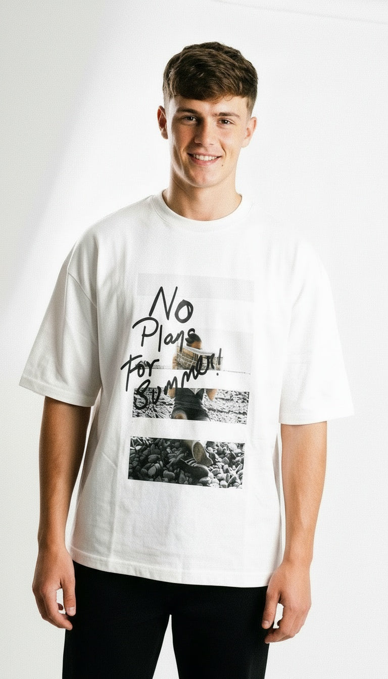 ARZO “No Plans” Oversized Tee (White)