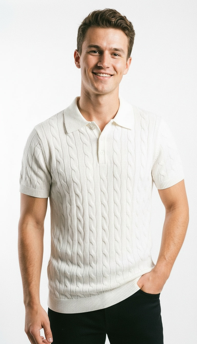 ARZO “Ivory Royale” Textured Polo