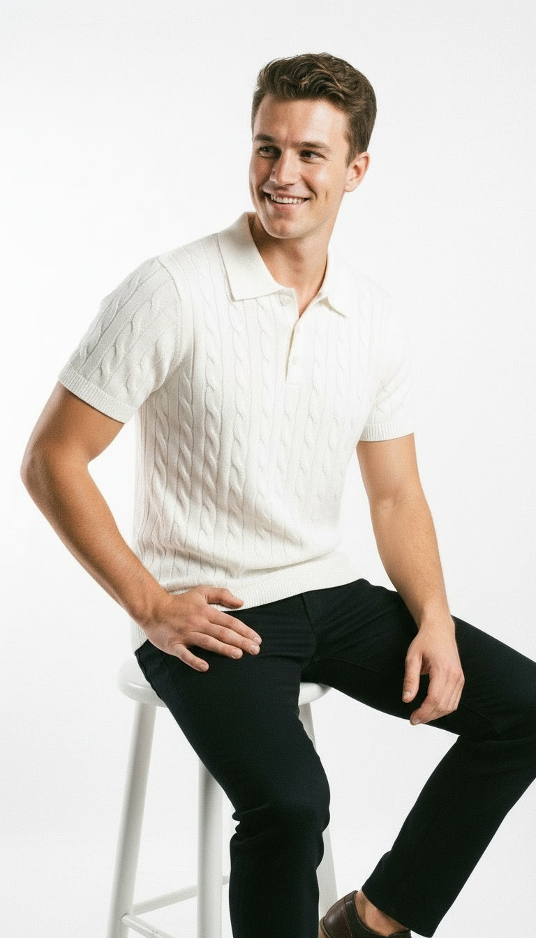 ARZO “Ivory Royale” Textured Polo