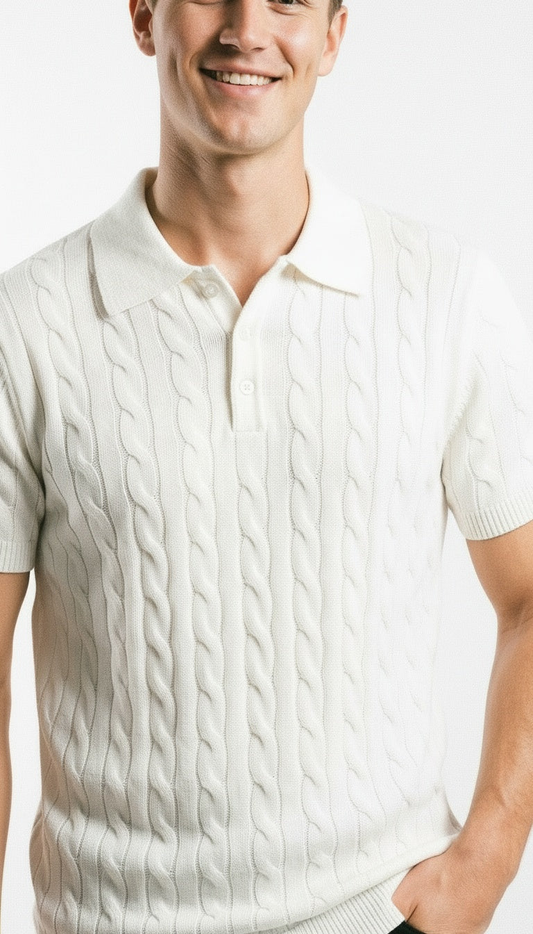 ARZO “Ivory Royale” Textured Polo
