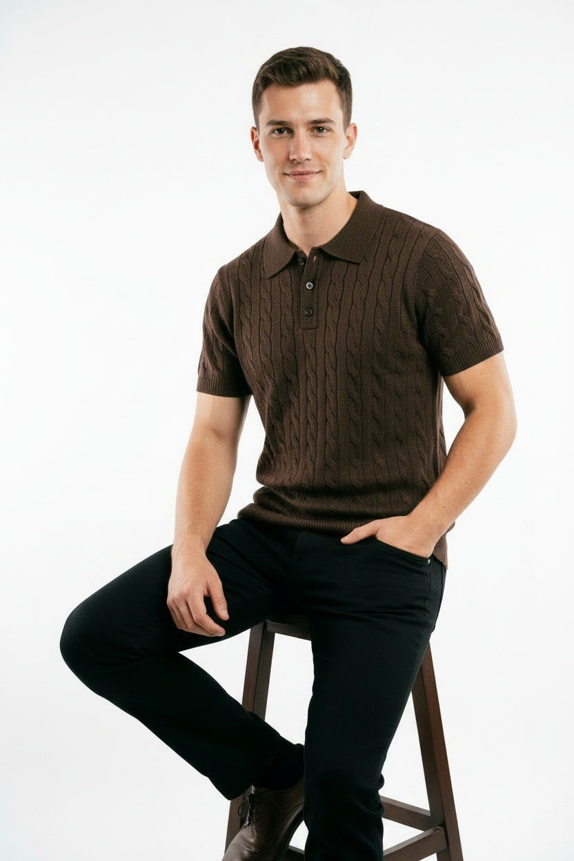 ARZO “Cocoa Elite” Textured Polo