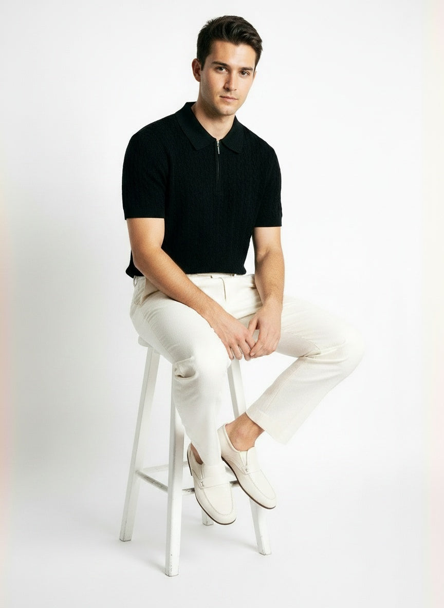ARZO Noir Black Texture  Polo